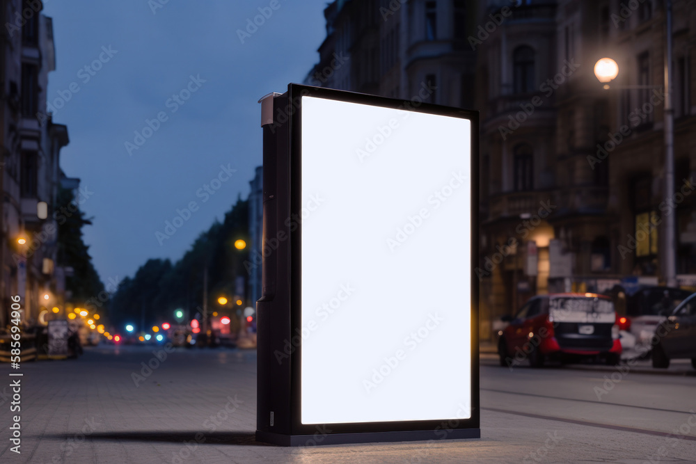Blank Information Poster Mockup in Busy Urban Setting