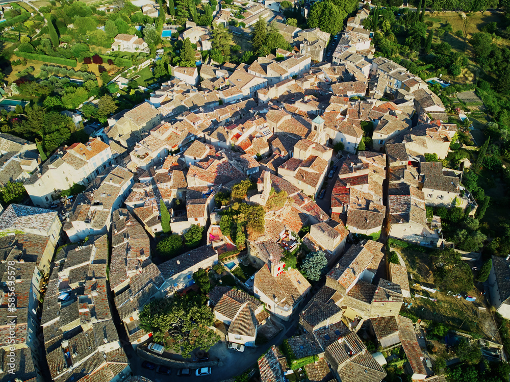 Aerial view to famous village of Lourmarin in Provence, Southern France