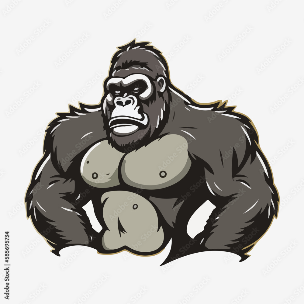 gorilla fitness cartoon logo, gym logo modern, masculine gorilla fitness cartoon logo, gym logo modern, masculine