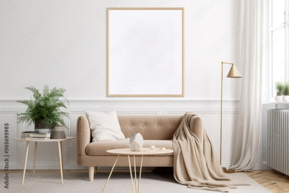 Living Room Interior with Picture Frame Mockup Living Room Interior with Picture Frame Mockup