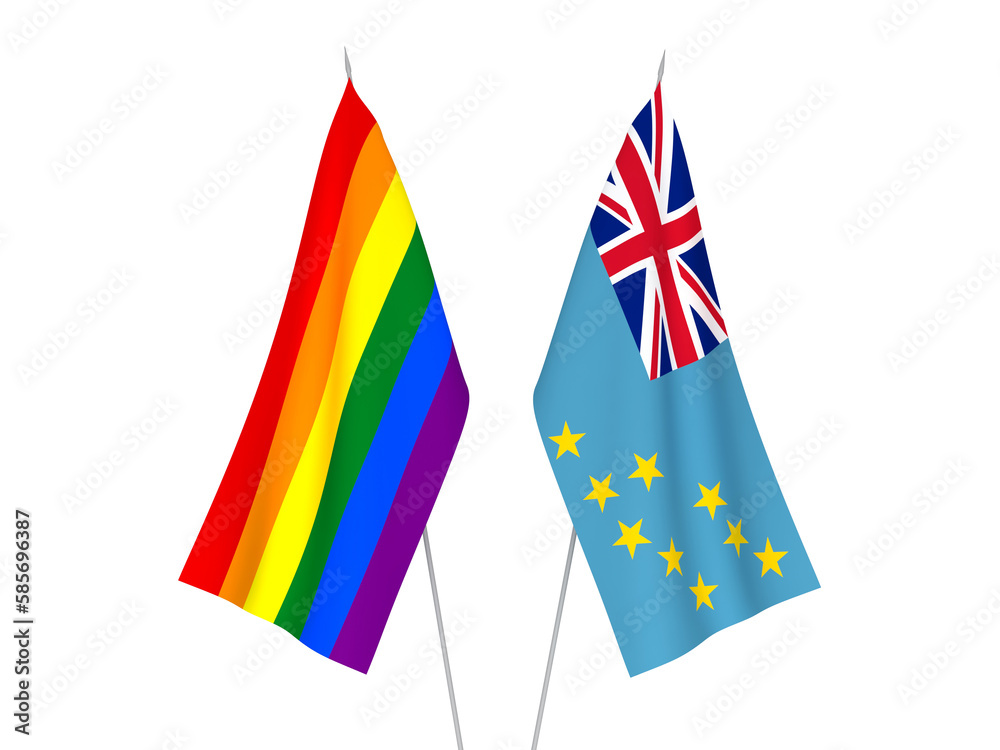 Rainbow gay pride and Tuvalu flags