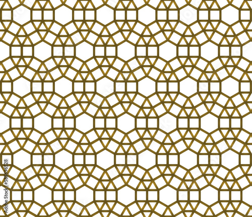 Ornement décoratif  Motif abstrait Moucharabieh Réseau de couleur or doré et de style arabe géométrique photo
