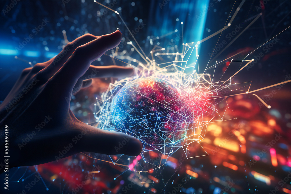 Hand Touching Virtual World With Connection Network Bridging Physical