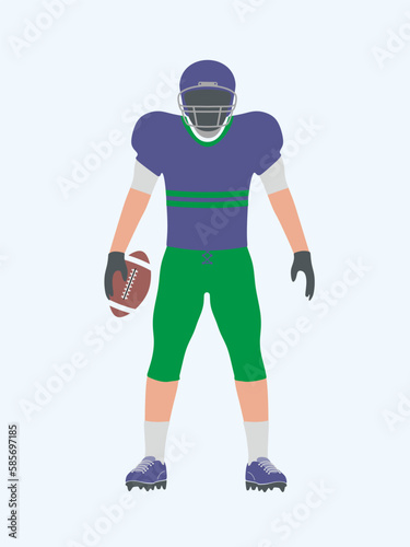 American football player. Vector illustration. Quarterback. Super bowl. Pigskin. Gridiron football. NFL. USA Football. English rugby. © Alex Strelnikov