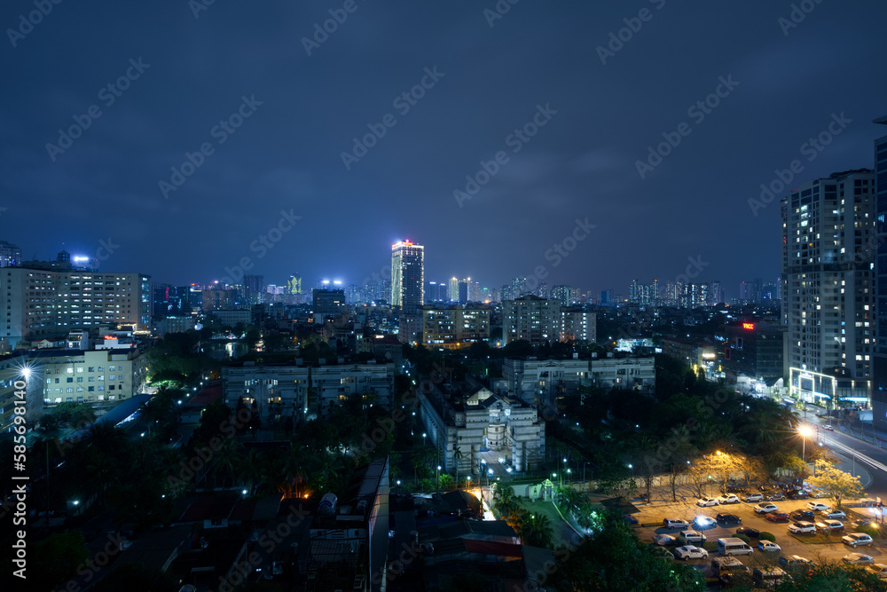 Night view of Hanoi city, Vietnam