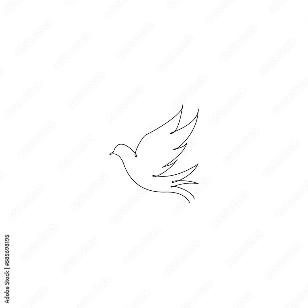Flying bird one line logo drawing. Vector linear illustration. Spring card or poster. Flying bird one line logo drawing. Vector linear illustration. Spring card or poster.