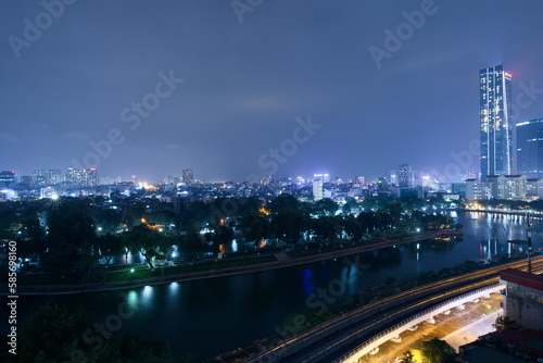Night view of Hanoi city  Vietnam