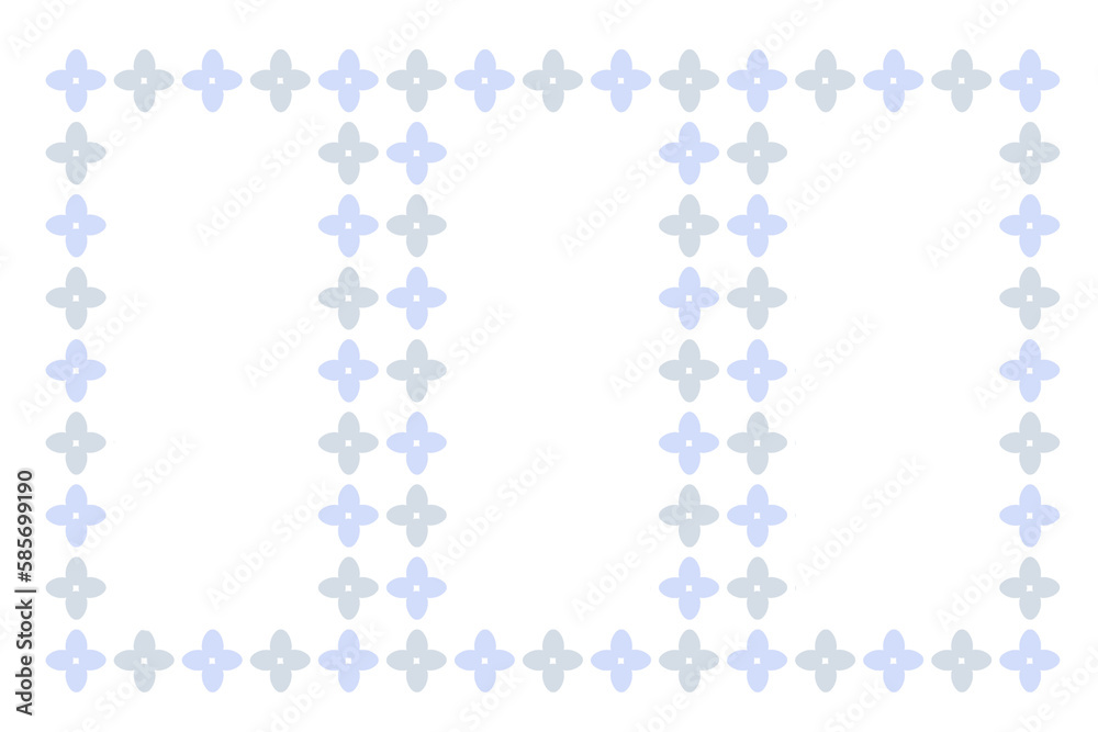 淡い青色のお花の縦長フレーム素材セット(透過)