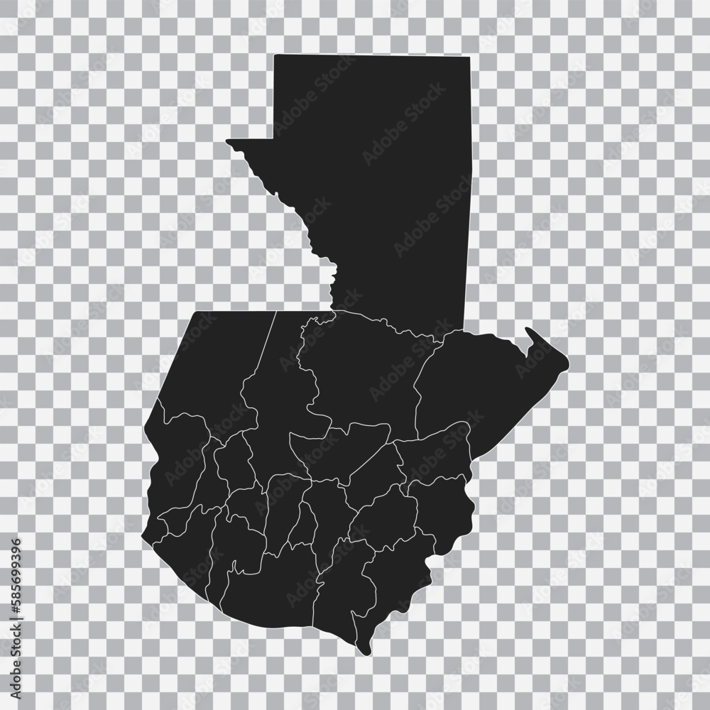 Political map of the Guatemala isolated on transparent background