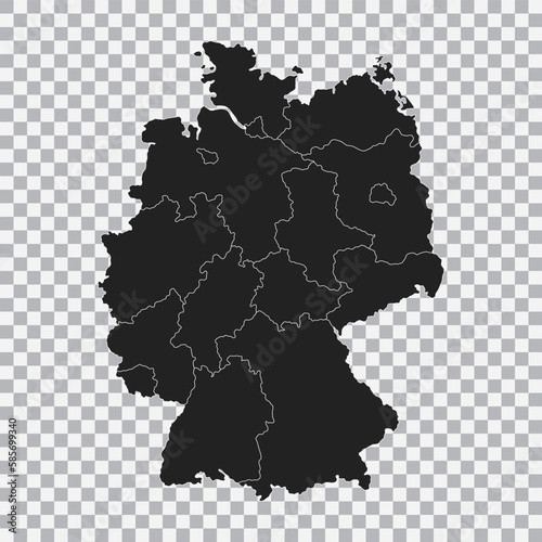 Political map of the Germany isolated on transparent background. Vector.