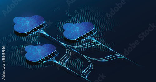 Multiple cloud symbol vector illustration, 2D cloud, 3D cloud, multi-cloud work connected data.