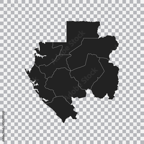 Political map of the Gabon isolated on transparent background. Vector.