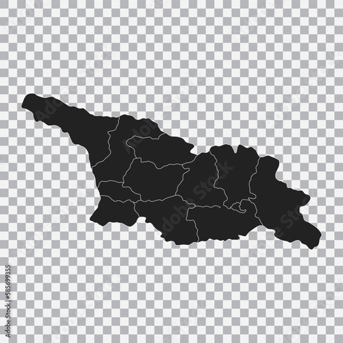 Political map of the Georgia isolated on transparent background. Vector.
