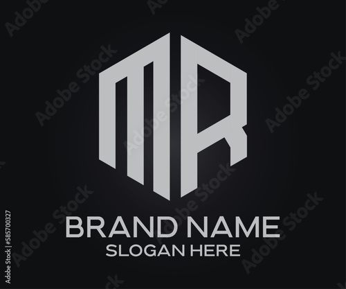 M R initial letter logo design template