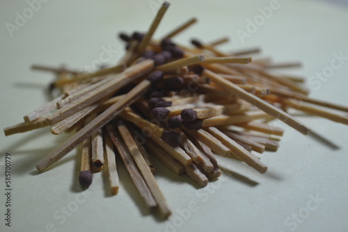 stacks of wooden matches strewn in a mountain range