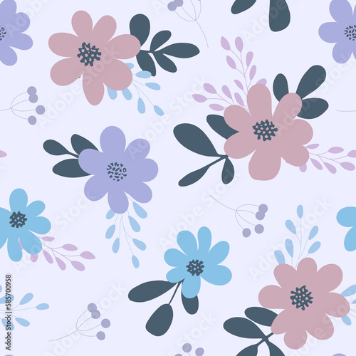 Elegant floral pattern with hand draw flowers. Floral seamless background for fashion prints. Vintage print.