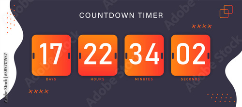 Countdown timer with scoreboard background. Counter timer display