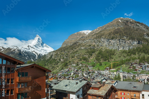 Mountain Matterhorn and resort village Zermatt, Switzerland