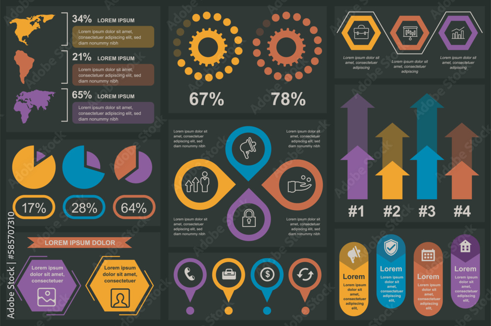 Set of infographic elements data visualization vector design template ...