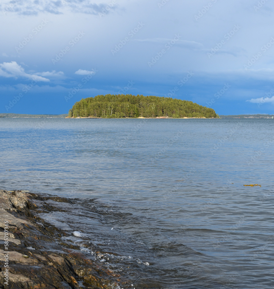 Archipelago landscape in spring with calm sea