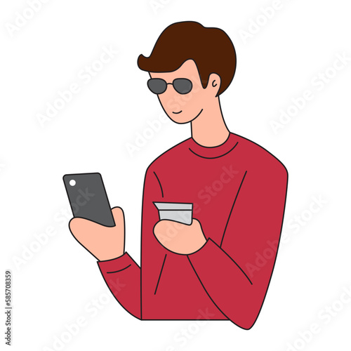 man using smartphone illustration
