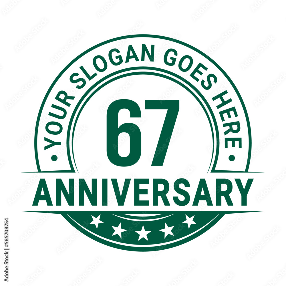 67 years anniversary logo design template. Vector illustration. 67 years anniversary logo design template. Vector illustration.