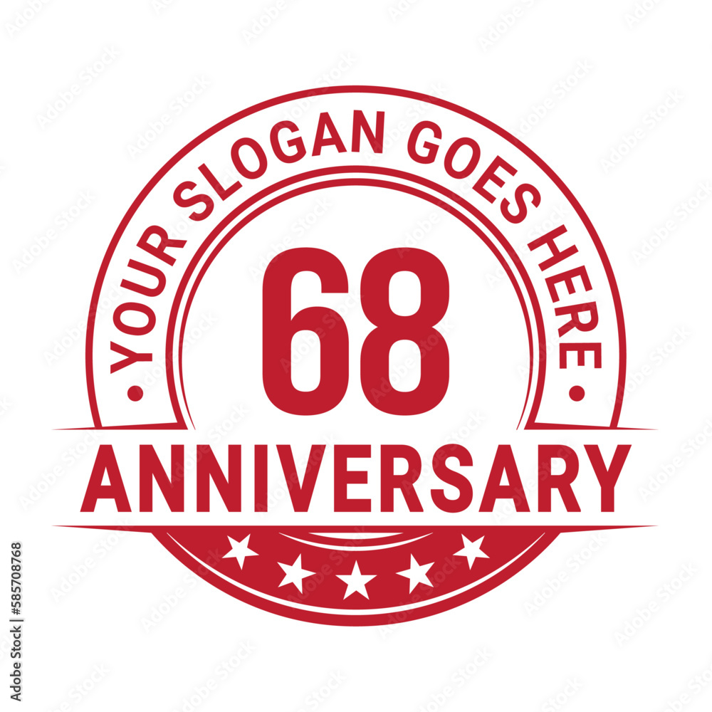 68 years anniversary logo design template. Vector illustration.	