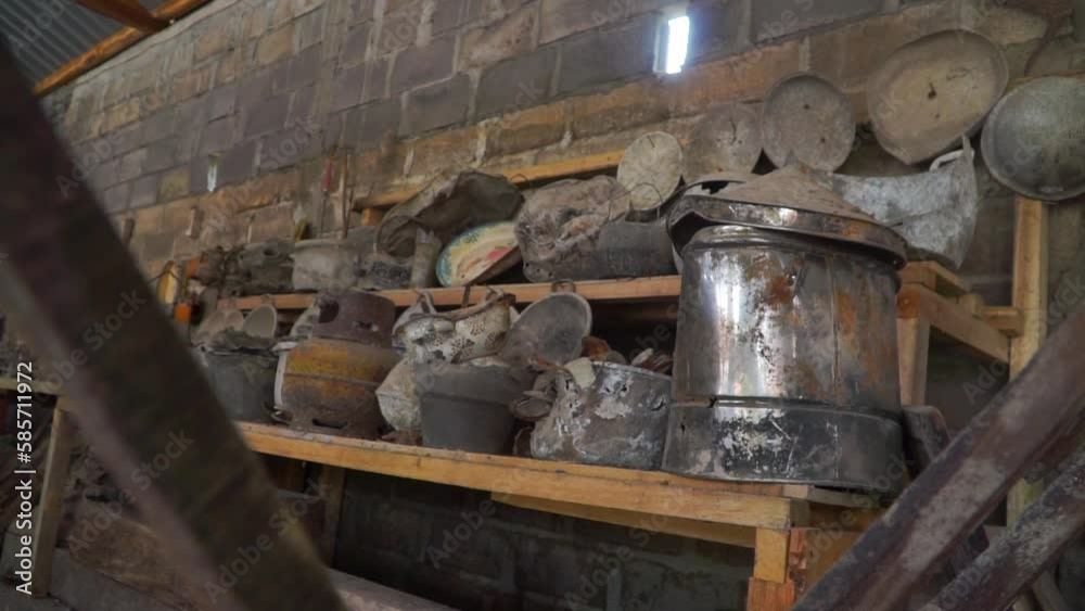 Rural kitchen elements burnt out due to volcanic eruption in Southeast Asia Rural kitchen elements burnt out due to volcanic eruption in Southeast Asia
