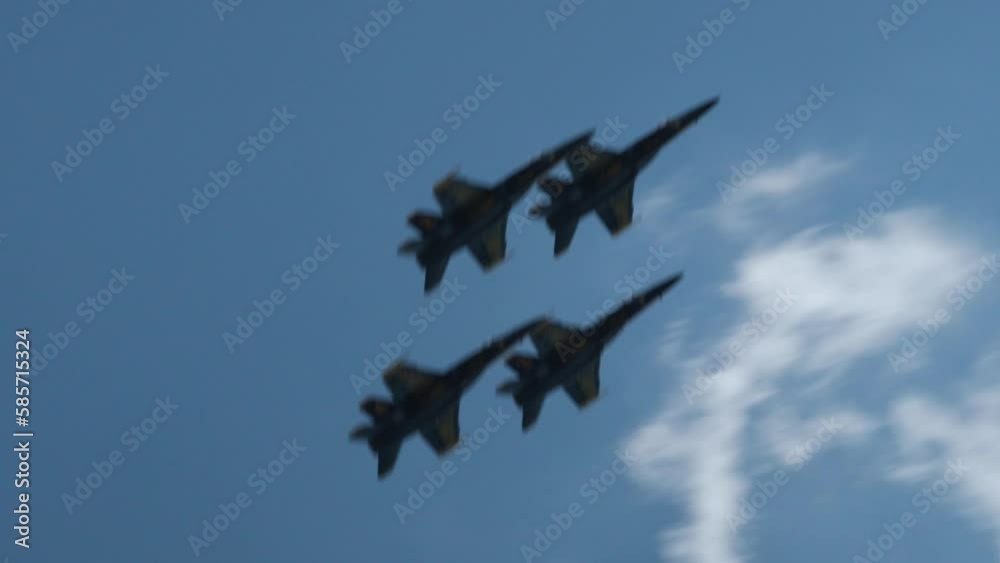 Supersonic jets taking to the skies giving air show during a sunny summer day Supersonic jets taking to the skies giving air show during a sunny summer day