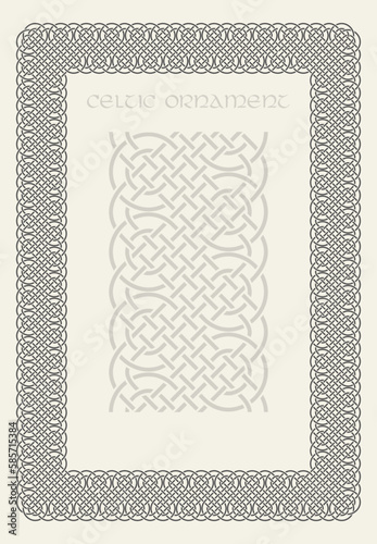 Celtic knot braided frame border ornament. Rectange size.