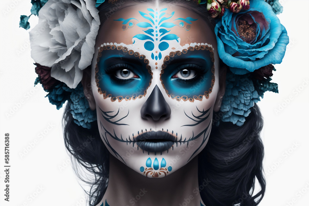 woman in carnival mask, Generative AI