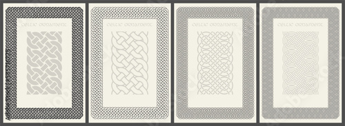 Celtic knot braided frame border ornaments set. Rectange size.