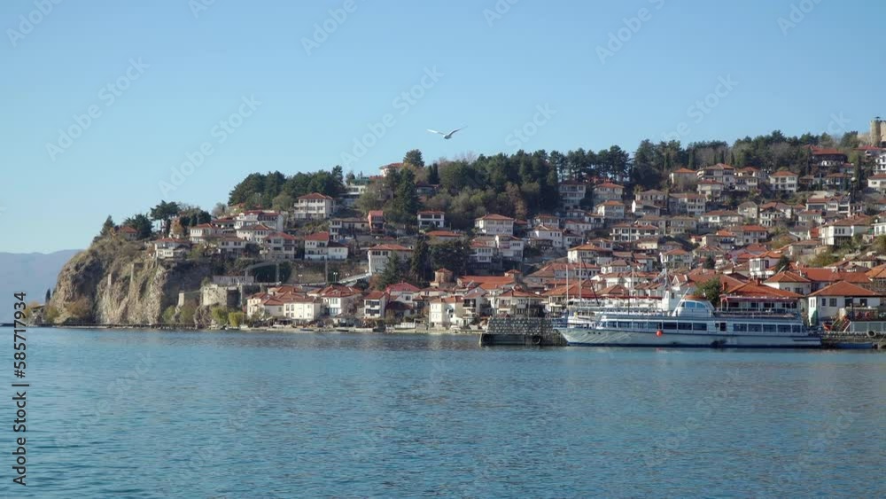 Ohrid -old town with traditional houses and lake Ohrid in a beautiful summer day, Republic of Macedonia Ohrid -old town with traditional houses and lake Ohrid in a beautiful summer day, Republic of Macedonia