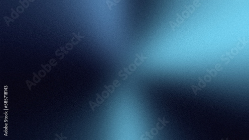 Abstract blue colors gradient wave on black background, blurry lights on dark noise texture, copy space