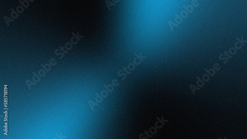 Abstract blue colors gradient wave on black background, blurry lights on dark noise texture, copy space