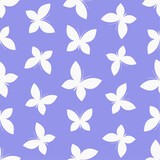 White butterflies on blue background. Vector seamless pattern. Best for textile, print, wallpapers, and wedding decoration.