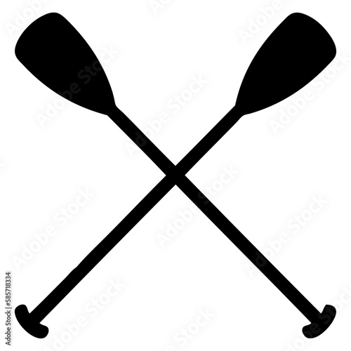 Logo aislado con silueta de remos cruzados de kayak, canoa o paddle surf