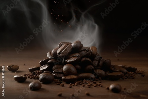 Rich, aromatic Arabica coffee beans - food products created with generative AI technology