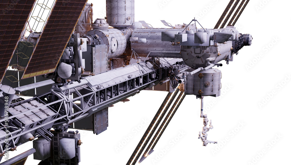 International Space Station. 3D rendering. Elements of this image furnished by NASA.