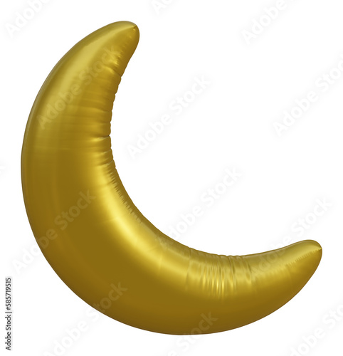 Ornate crescent gold balloon for ramadan and eid greeting design element. Vector illustration.