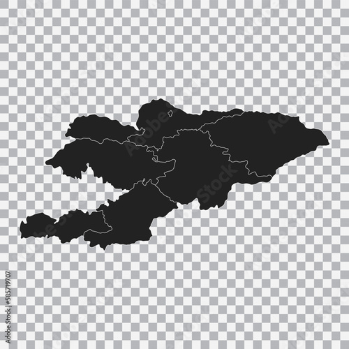 Political map of the Kyrgyzstan isolated on transparent background. Vector.