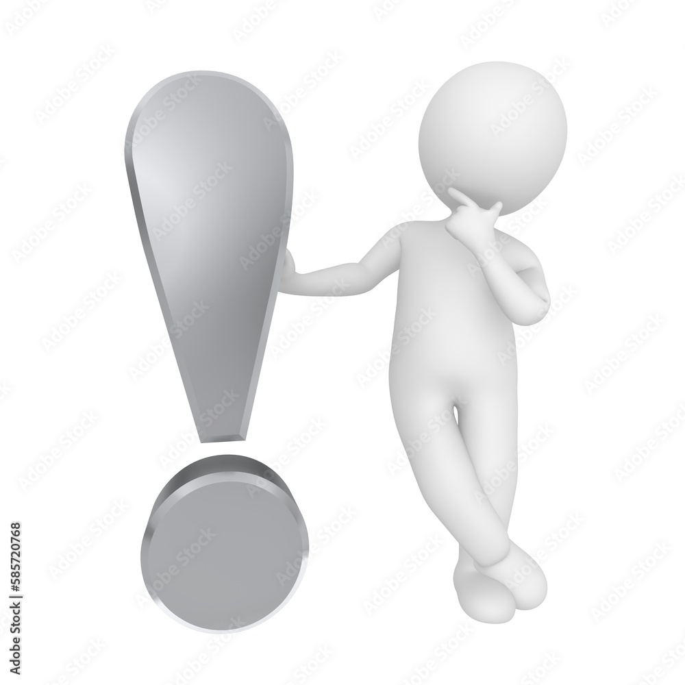 Exclamation mark grey exclamation point grey 3d rendering graphic
