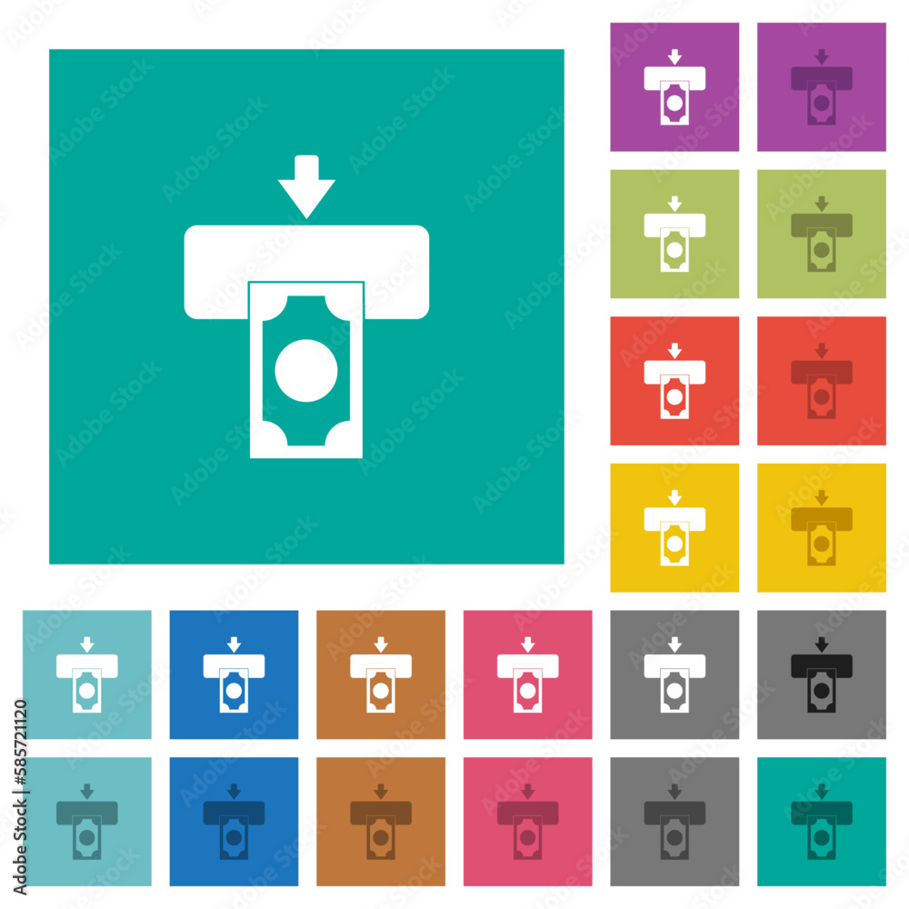 ATM square flat multi colored icons ATM square flat multi colored icons