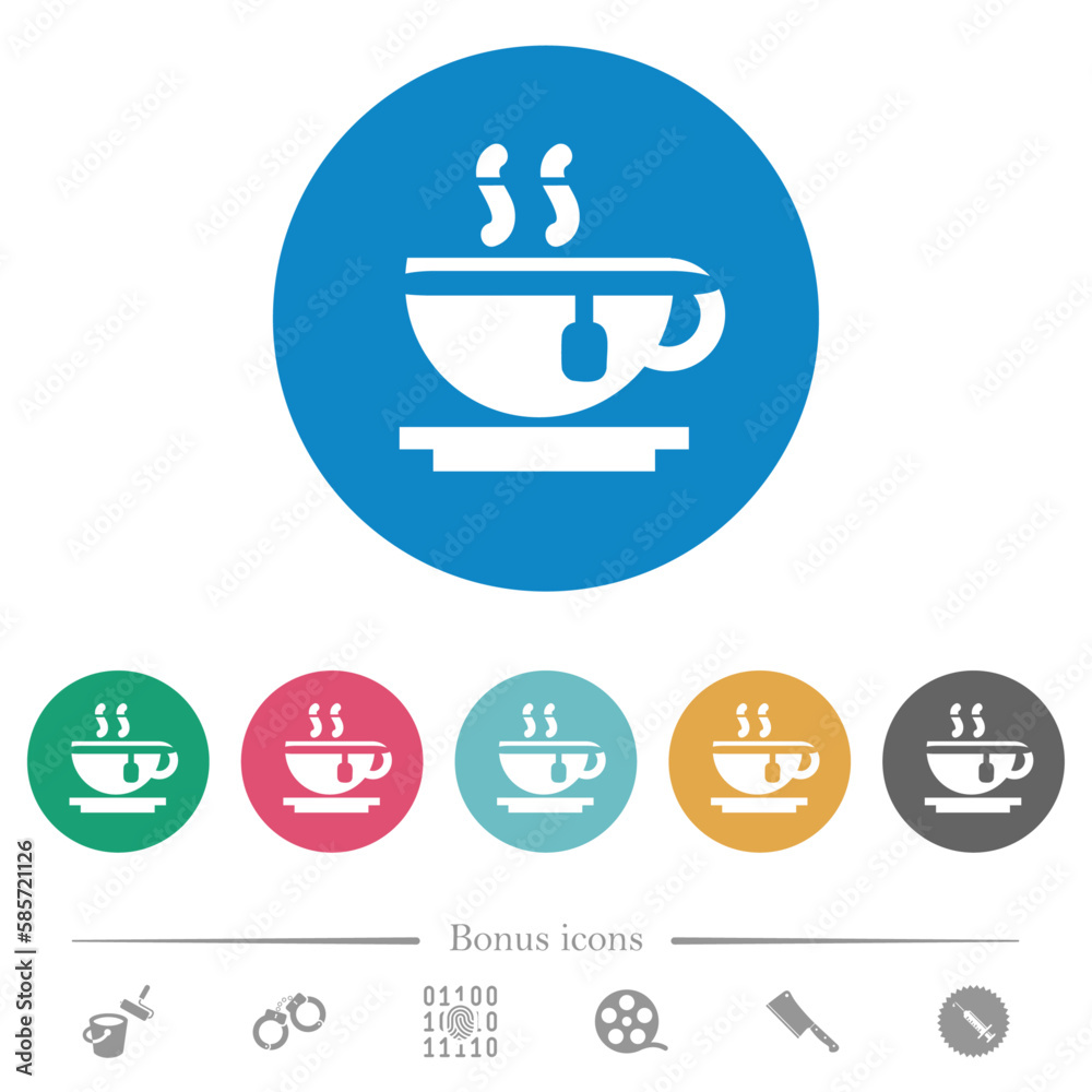 Cup of tea flat round icons Cup of tea flat round icons