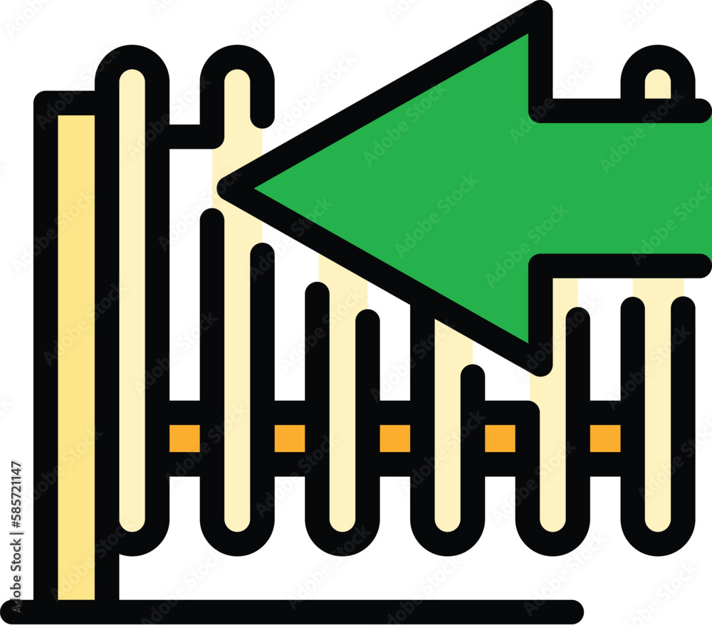 Automatic fence icon. Outline Automatic fence vector icon for web design isolated on white background color flat Automatic fence icon. Outline Automatic fence vector icon for web design isolated on white background color flat
