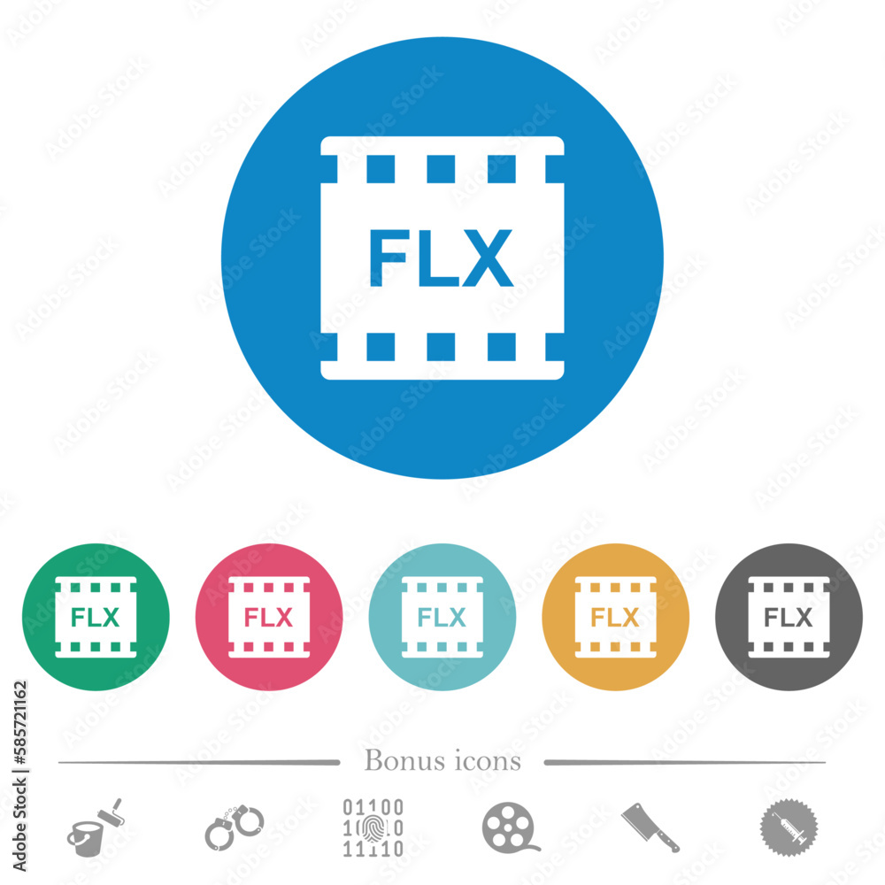 FLX movie format flat round icons FLX movie format flat round icons
