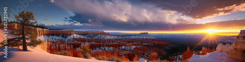 Wallpaper Mural Illustration of a stunning sunset over a snow-capped mountain range created with Generative AI technology Torontodigital.ca