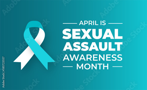Sexual assault awareness month background or banner design template with ribbon. Vector illustration.