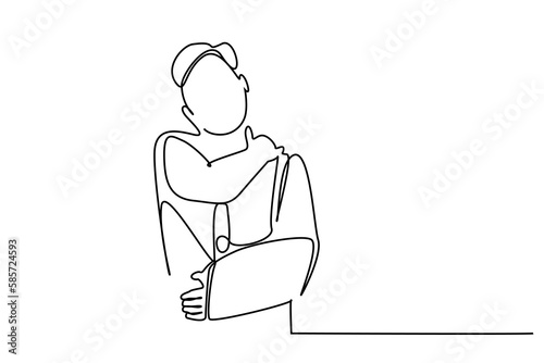 unhappy painful man with broken arm bandaged plaster cast aching shoulder