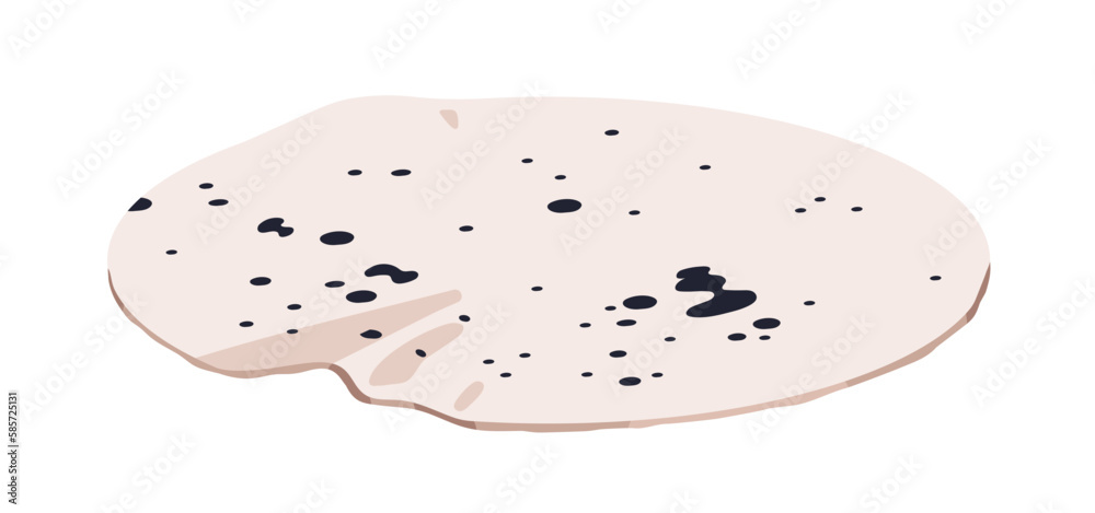 Floor rug of round shape. Trendy circle mat with modern spots, splatters pattern. Modern home interior carpet with wrinkles, crinkles. Colored flat vector illustration isolated on white background Floor rug of round shape. Trendy circle mat with modern spots, splatters pattern. Modern home interior carpet with wrinkles, crinkles. Colored flat vector illustration isolated on white background